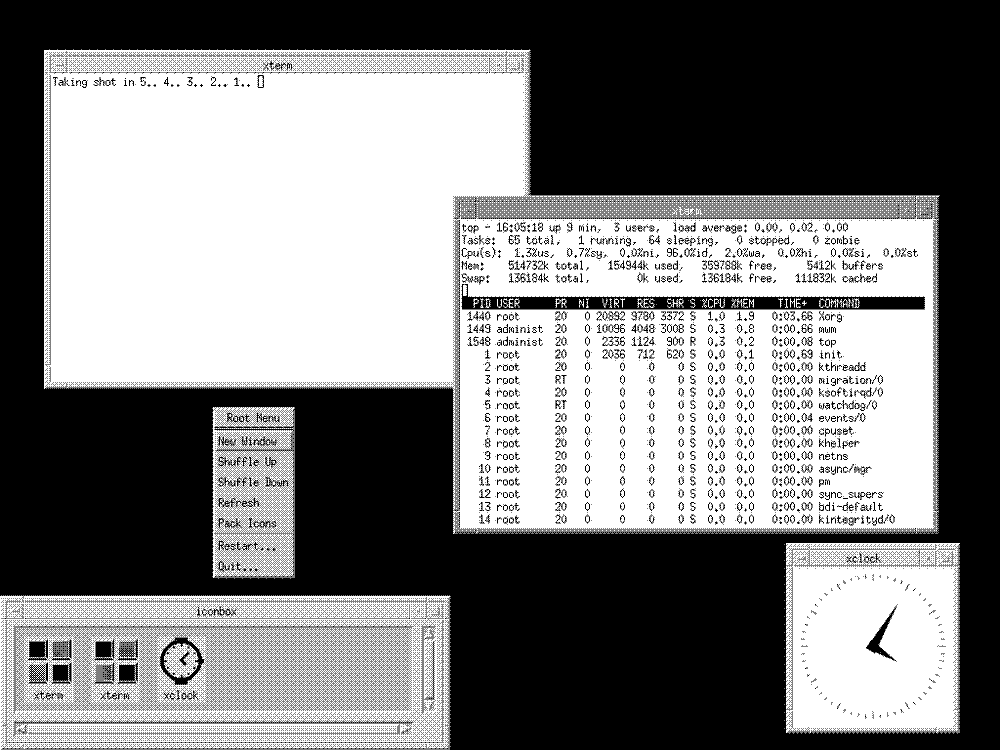 Screenshot of MWM, the Motif Window Manager