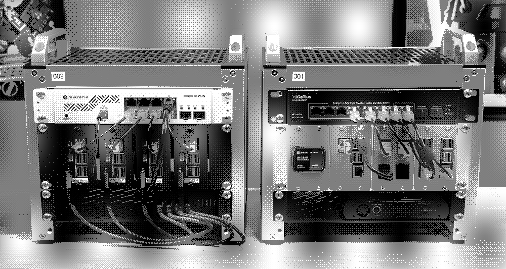 10' Mini Racks with small network switches, raspberry pi's etc.