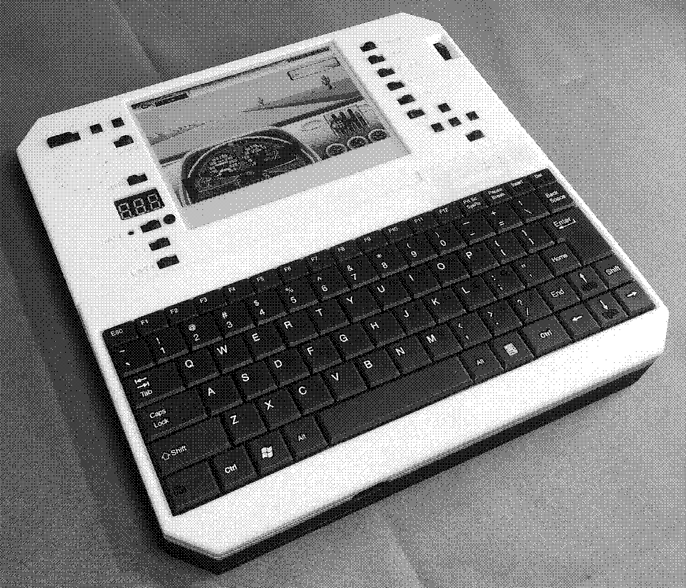 Photo of the Evertop, E-ink IBM XT clone with solar power